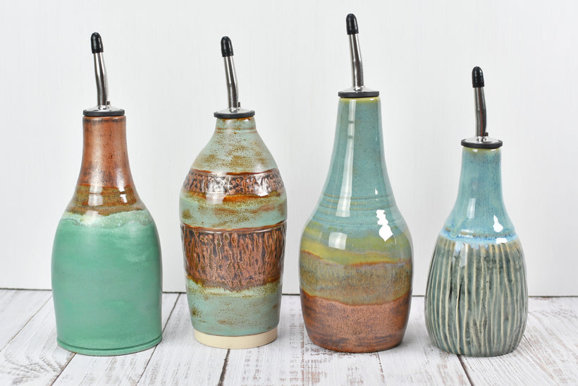 Olive Oil Bottle Dispenser Cruets - Handmade Stoneware