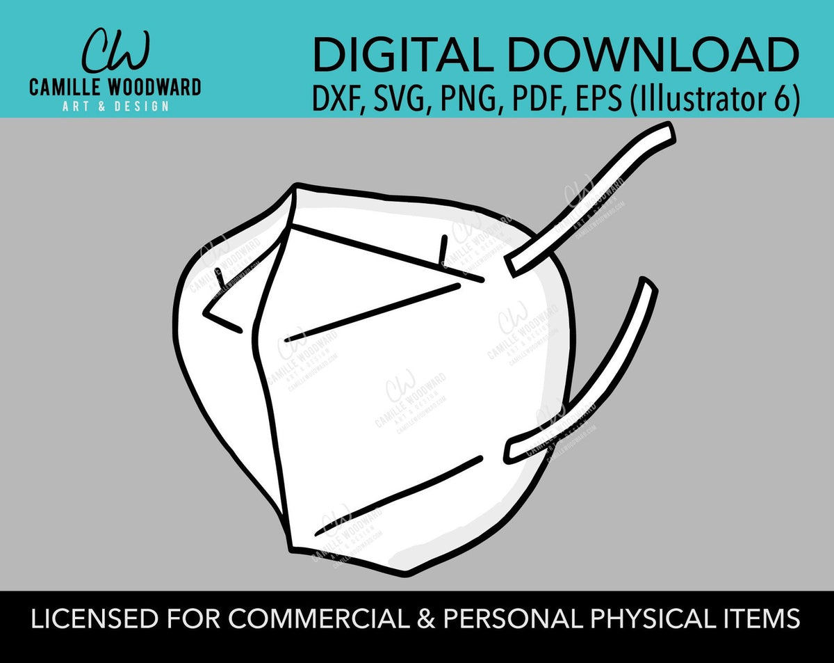 Face Mask Clip Art SVG, Covid19 Clip Art Digital Download Camille Woodward Art & Design, LLC.