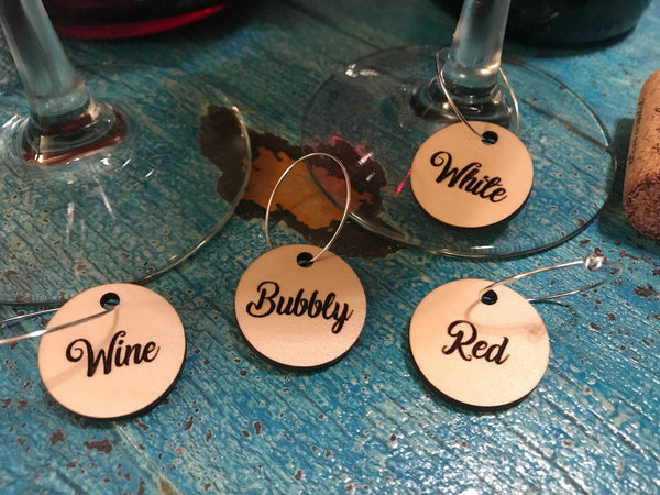 Circle Wine Charms - Wood (Set as shown)