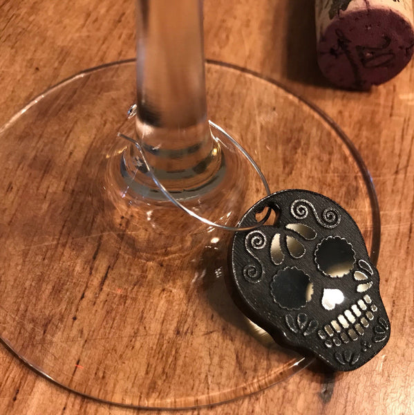 Sugar Skull Wine Charms - Acrylic (Set as shown)