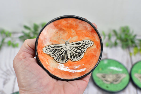 Monarch Butterfly Ceramic Small Coffee Spoon Rest, Handmade Stoneware Pottery Jewelry Trinket Dish, Bright Colors, Nature Gift for Mom