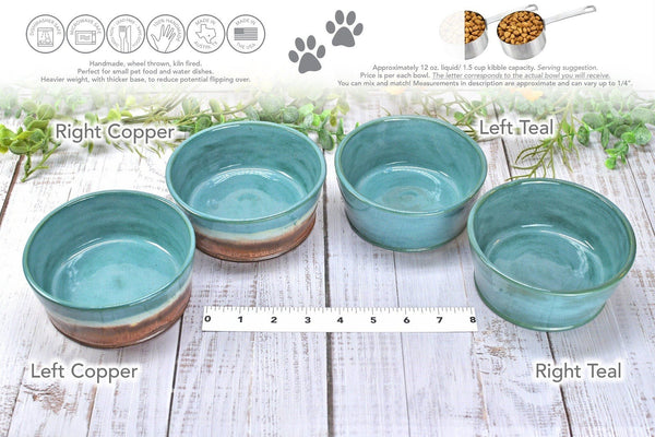 Ceramic Dog Food or Water Bowl, Handmade Stoneware Pottery Wheel Thrown Pet Food Dish