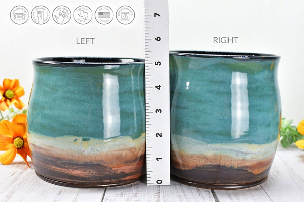 Ceramic Utensil Holder Crock for Kitchen Countertop, Pottery Organizer in Copper Tourmaline Blue, Flower Pot, Tumbler Cup Housewarming Gift