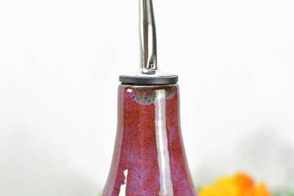 Handmade Ceramic Lotion / Soap / Olive Oil Cruet Dispenser Stoneware Pottery in Purple Lavender for Bathroom and Kitchen Decor