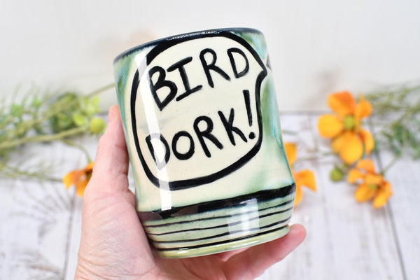 Red Cardinal Bird Handmade Pottery Mug, Ceramic Coffee Cup Gift, Stoneware Hand Painted Hand Drawn, Microwave Safe, Ready to Ship