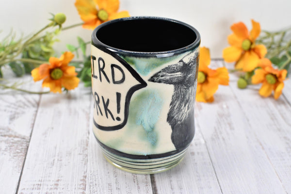 Red Cardinal Bird Handmade Pottery Mug, Ceramic Coffee Cup Gift, Stoneware Hand Painted Hand Drawn, Microwave Safe, Ready to Ship