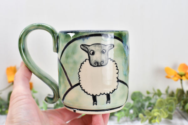 Sheep Cute Handmade Pottery Mug, I Do What I Want Funny Ceramic Cup Gift, Hand Painted Stoneware for Independent People, Ready to Ship