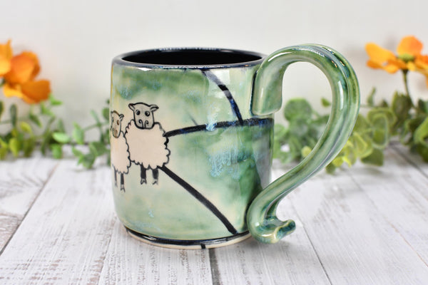Sheep Cute Handmade Pottery Mug, I Do What I Want Funny Ceramic Cup Gift, Hand Painted Stoneware for Independent People, Ready to Ship