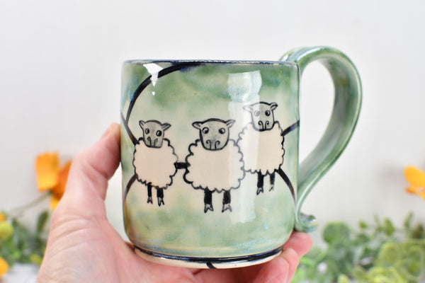 Sheep Cute Handmade Pottery Mug, I Do What I Want Funny Ceramic Cup Gift, Hand Painted Stoneware for Independent People, Ready to Ship