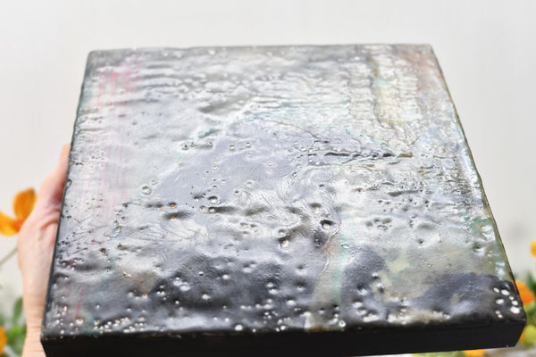 Raven Bird Original Encaustic Painting, Mixed Media Hand Painted Gift on Wood Cradle Board
