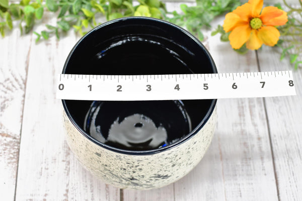 Ceramic Utensil Holder Crock for Kitchen Counter, Short Pottery Organizer, Black, White Gray Splatter | Cactus Pot | Paint Brush Holder
