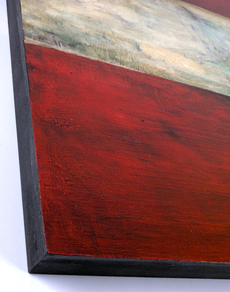 Original Painting: Altered State. Abstract Hand Painted Red, Cream & Black. Birch Wood Cradle Board (UNFRAMED) Mixed Media Art Ready to Hang