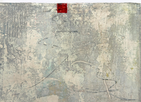 Original Painting: Courage. Abstract Hand Painted in Red, Cream & Gray. Bristol on Wood Cradle (UNFRAMED), Mixed Media Art Ready to Hang