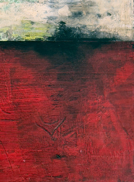 Original Painting: Altered State. Abstract Hand Painted Red, Cream & Black. Birch Wood Cradle Board (UNFRAMED) Mixed Media Art Ready to Hang