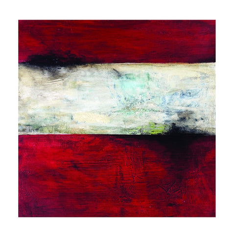 Original Painting: Altered State. Abstract Hand Painted Red, Cream & Black. Birch Wood Cradle Board (UNFRAMED) Mixed Media Art Ready to Hang