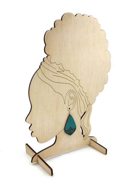 Earring Display Stand SVG, Black Woman Profile, Earring Display Laser File, Earring Display for Craft Show
