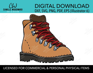 Hiking Boot Vintage SVG, Brown and Red Laces