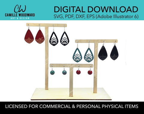 Earring Stand SVG, Earring Holder SVG, 3-Tree Tier Earring Display Stand, Laser Cut File SVG -Instant Digital Download for Glowforge Laser