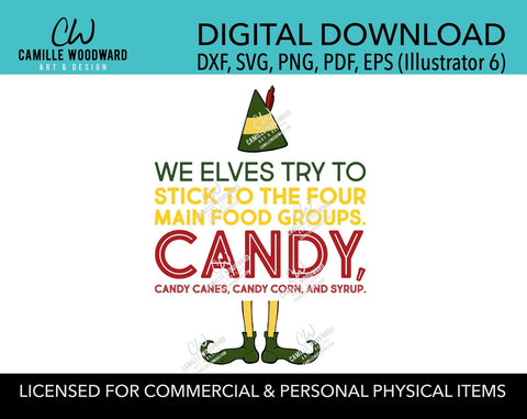 Christmas Buddy The Elf Candy Food Groups Movie Quote, SVG, EPS, PNG - Sublimation Digital