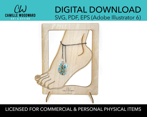 Ankle Bracelet Foot Jewelry Display Stand SVG EPS - INSTANT Digital Download Laser Cut File