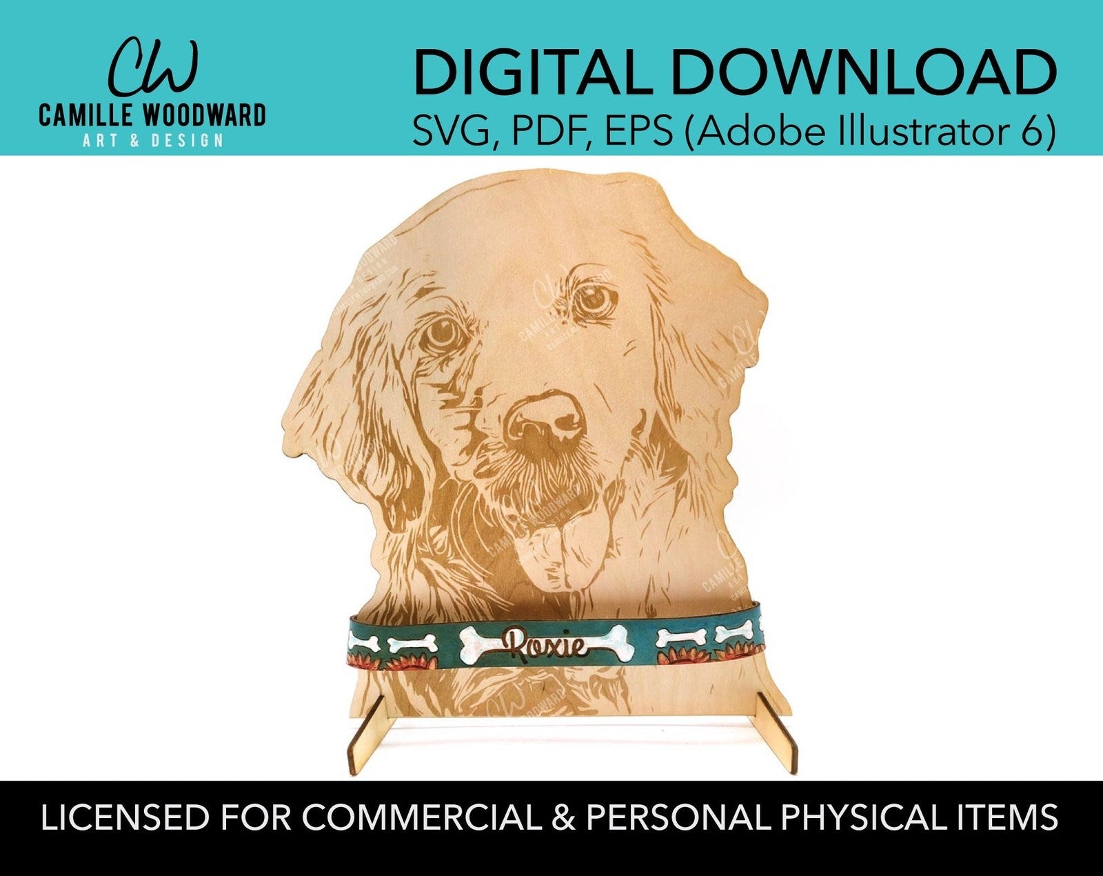Pet Display Stand, Golden Retriever - INSTANT Digital Download