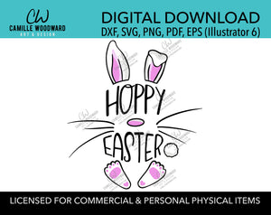Happy Easter SVG, Easter Bunny SVG, Hoppy Easter, Pink and White Bunny Ears