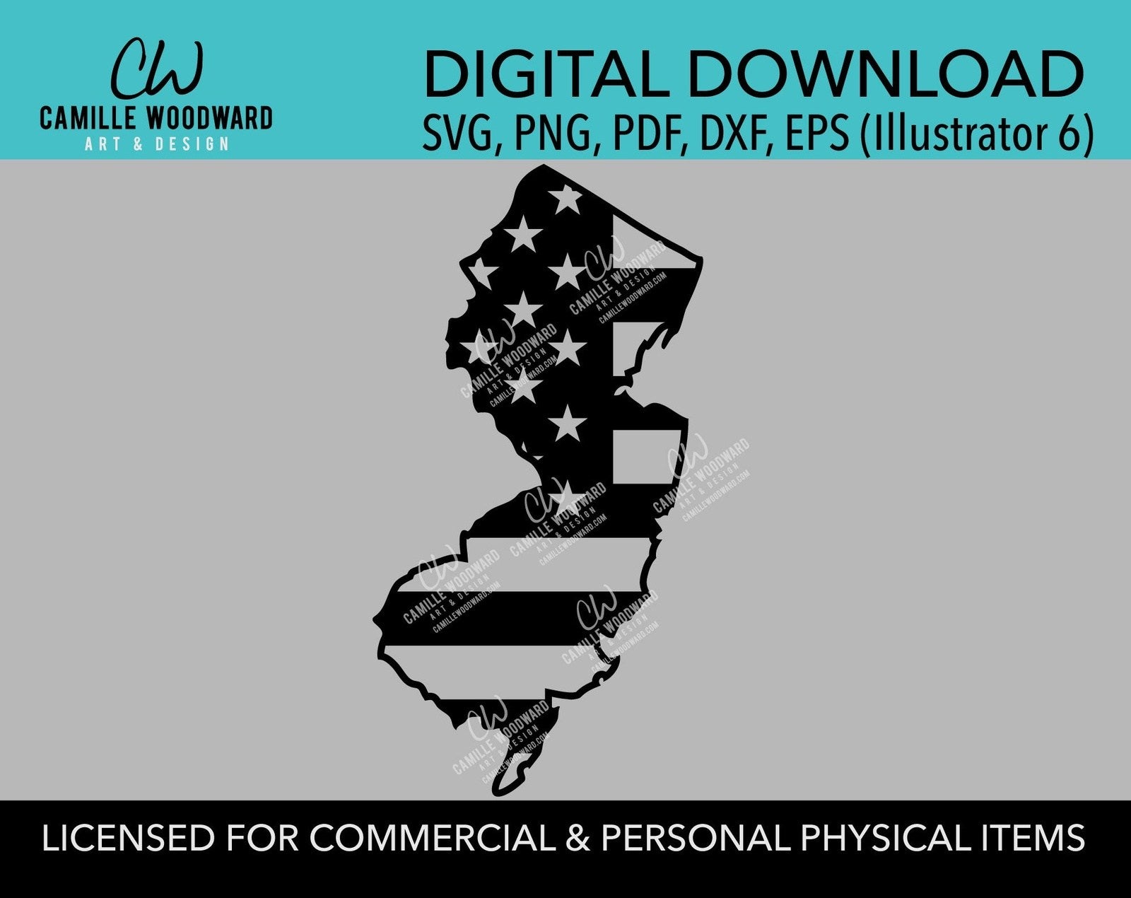 New Jersey America SVG, State with American Flag Clip Art - INSTANT Digital Download - Liberty and Prosperity