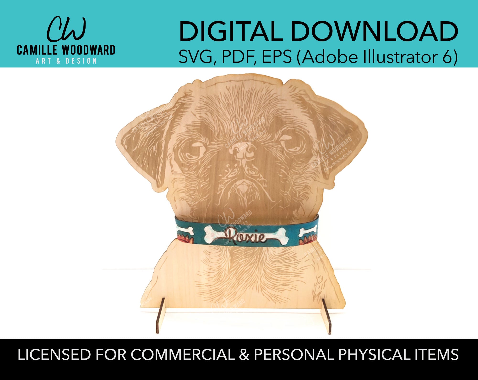 Pet Display Stand, Pug - INSTANT Digital Download