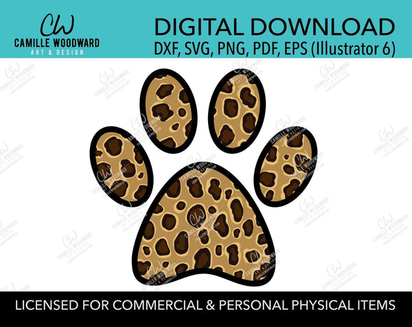 Dog Paw Print SVG, Brown Cheetah Leopard Print - Digital Download