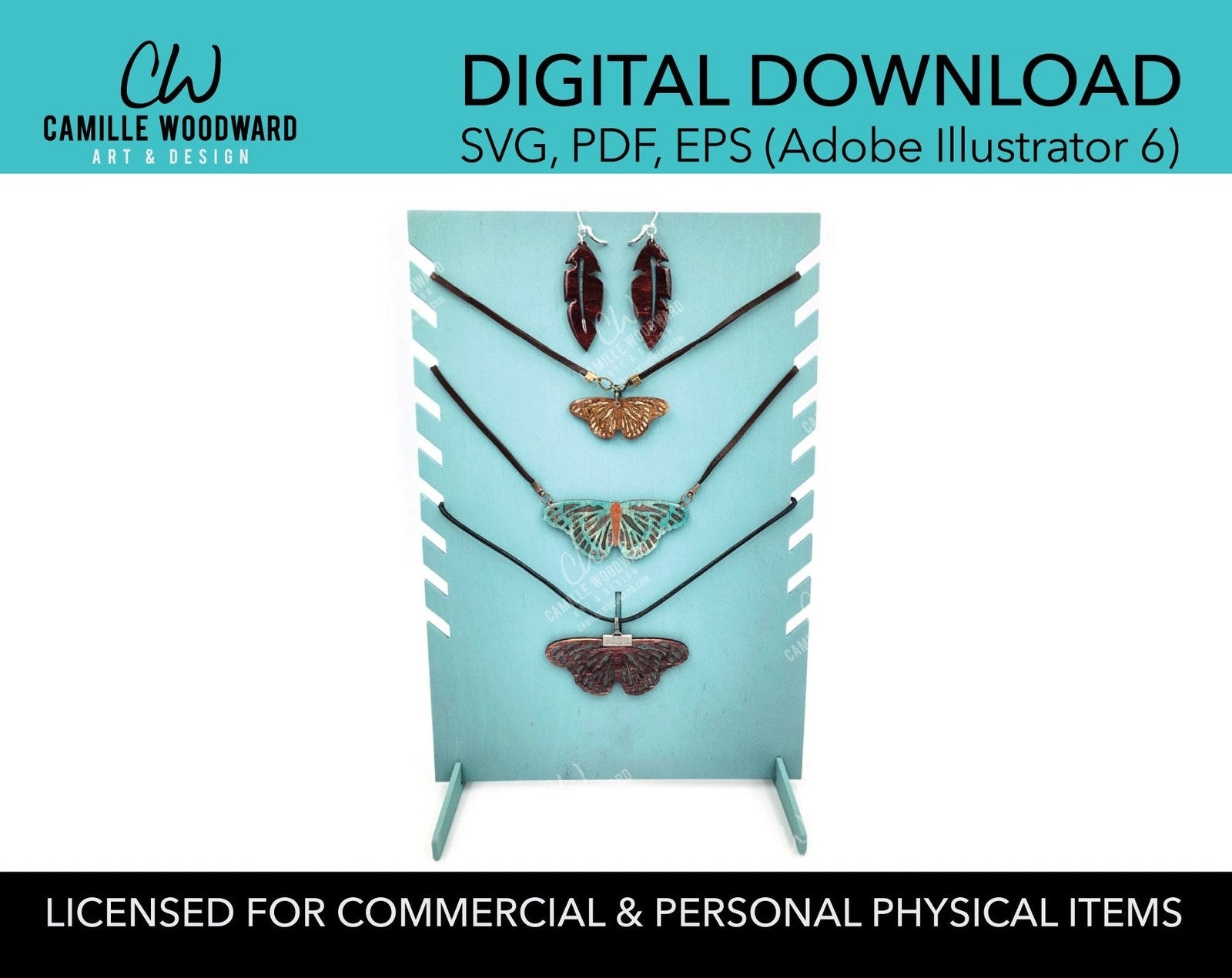 Necklace Display Stand, Rectangle with Notches Bust - INSTANT Digital Download