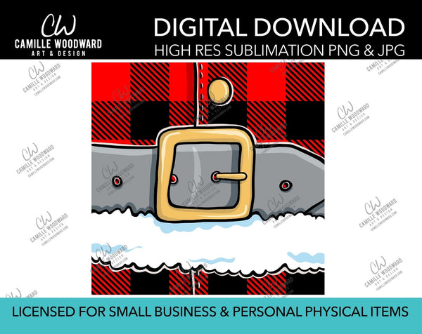 Santa Belly Plaid Red - Raster PNG JPG Sublimation