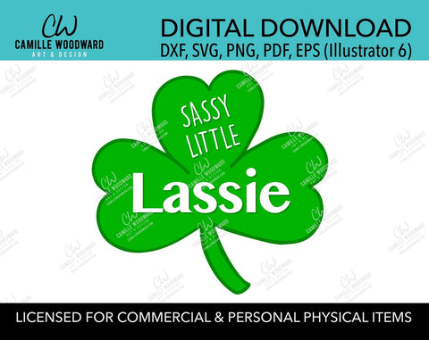 St Patrick's Day SVG, Sassy Little Lassie Shamrock SVG, Green Clover 
