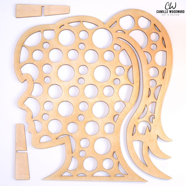 Earring Display Stand, Large Circles Female Ponytail - INSTANT Digital Download for Laser Cutters