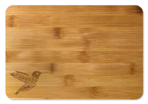 Bamboo Cutting Board / Wine and Cheese Tray - Hummingbird Decorative