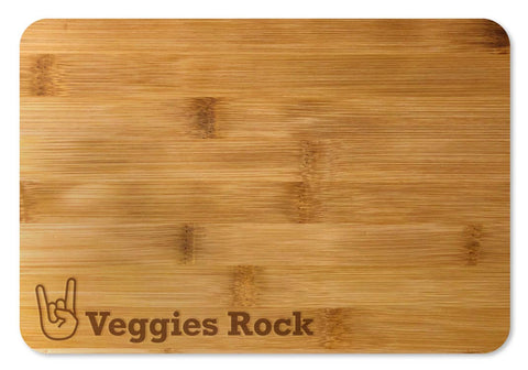 Bamboo Cutting Board / Wine and Cheese Tray - Veggies Rocks