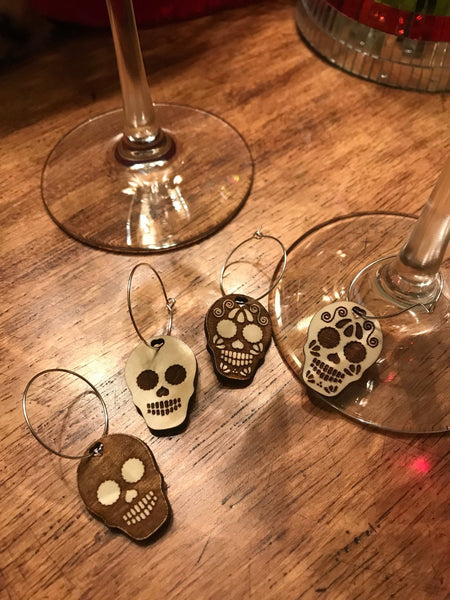 Sugar Skull Wine Charms (Set as shown)