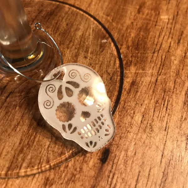 Sugar Skull Wine Charms - Acrylic (Set as shown)