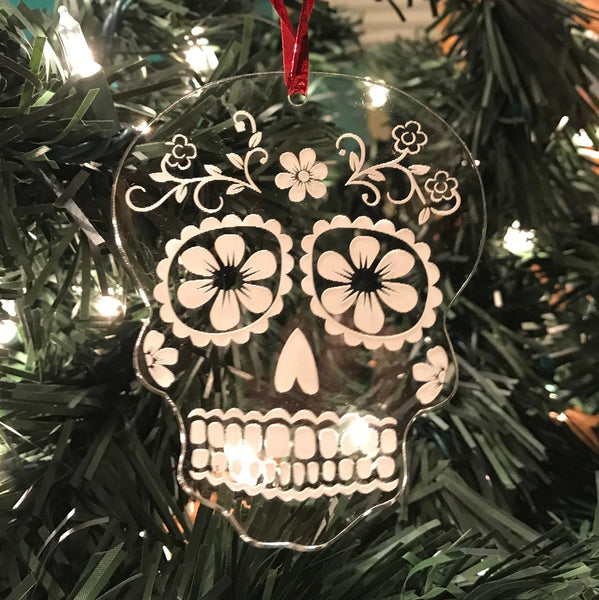 Sugar Skull Ornament - Etched