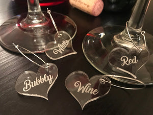 Heart Wine Charms - Acrylic (Set as shown)