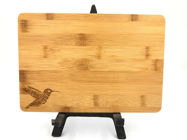 Bamboo Cutting Board / Wine and Cheese Tray - Hummingbird Personalized