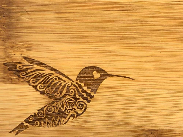 Bamboo Cutting Board / Wine and Cheese Tray - Hummingbird Personalized