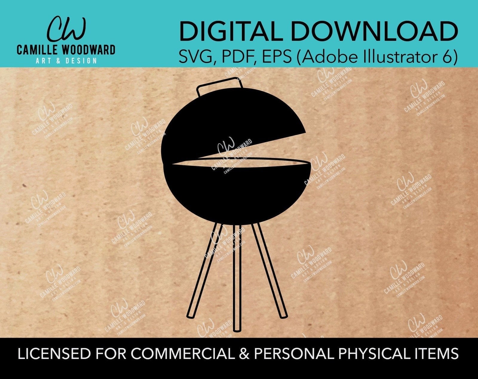 Black Grill With Open Lid, SVG - INSTANT Digital Download