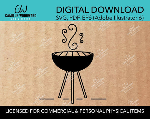 Black Grill With Swirly Smoke, SVG - INSTANT Digital Download