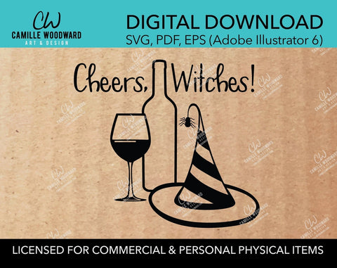 Cheers, Witches - Wine, SVG - INSTANT Digital Download