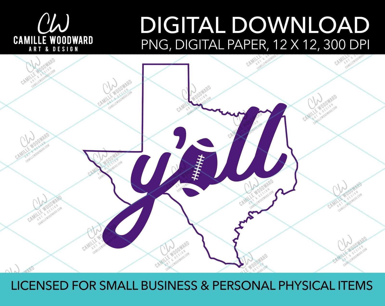 Texas Y'all Football A, Purple, PNG - Sublimation Digital Download