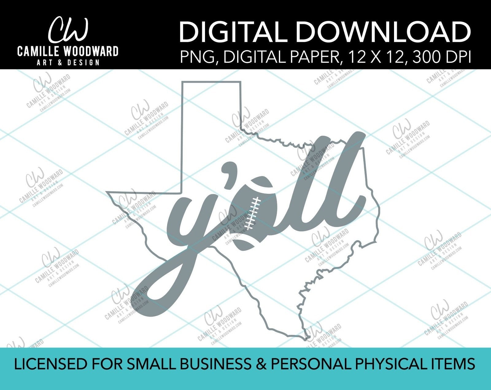 Texas Y'all Football A, Silver, PNG - Sublimation Digital Download