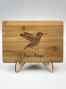 Bamboo Cutting Board / Wine and Cheese Tray - Hummingbird Personalized