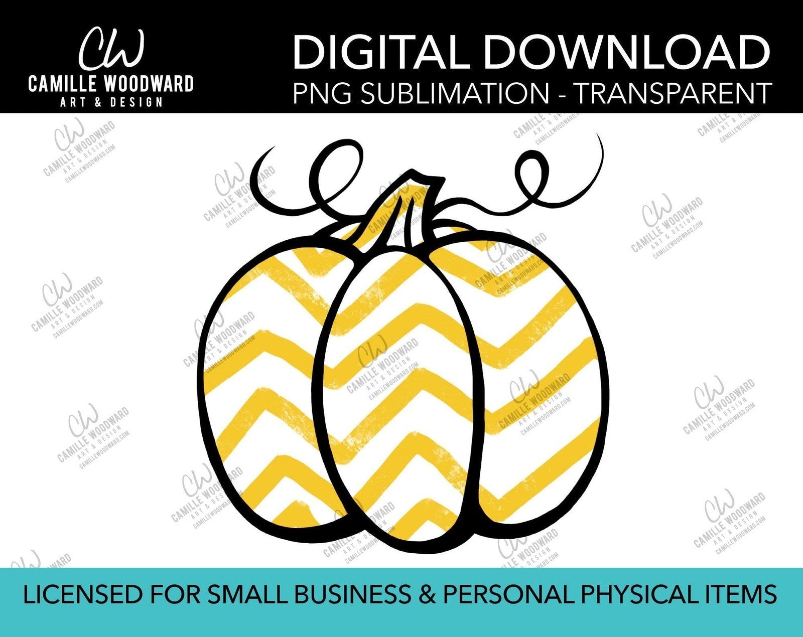 Pumpkin Yellow and White Chevron, PNG - Sublimation  Digital Download