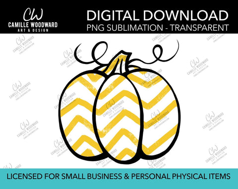 Pumpkin Yellow and White Chevron, PNG - Sublimation  Digital Download
