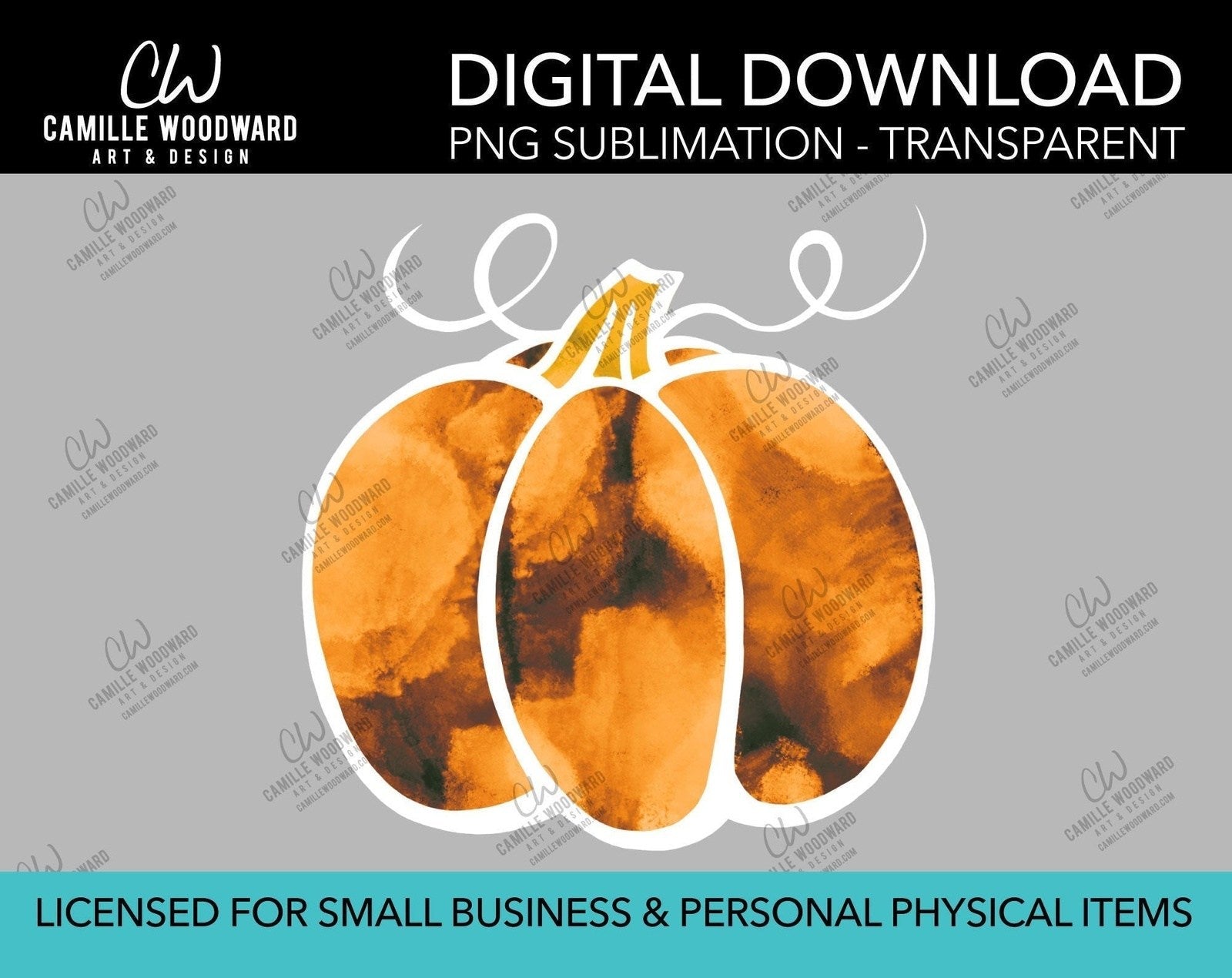 Pumpkin Orange Rust Watercolor Style Drawing, PNG - Sublimation  Digital Download